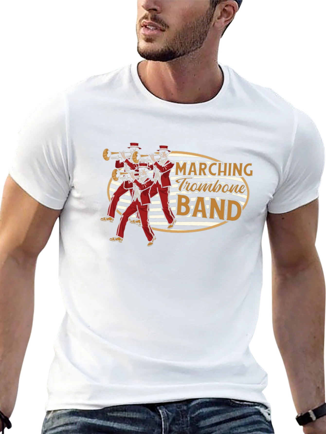 Marching Trombone Band Graphic Tee - Black Cotton T-Shirt