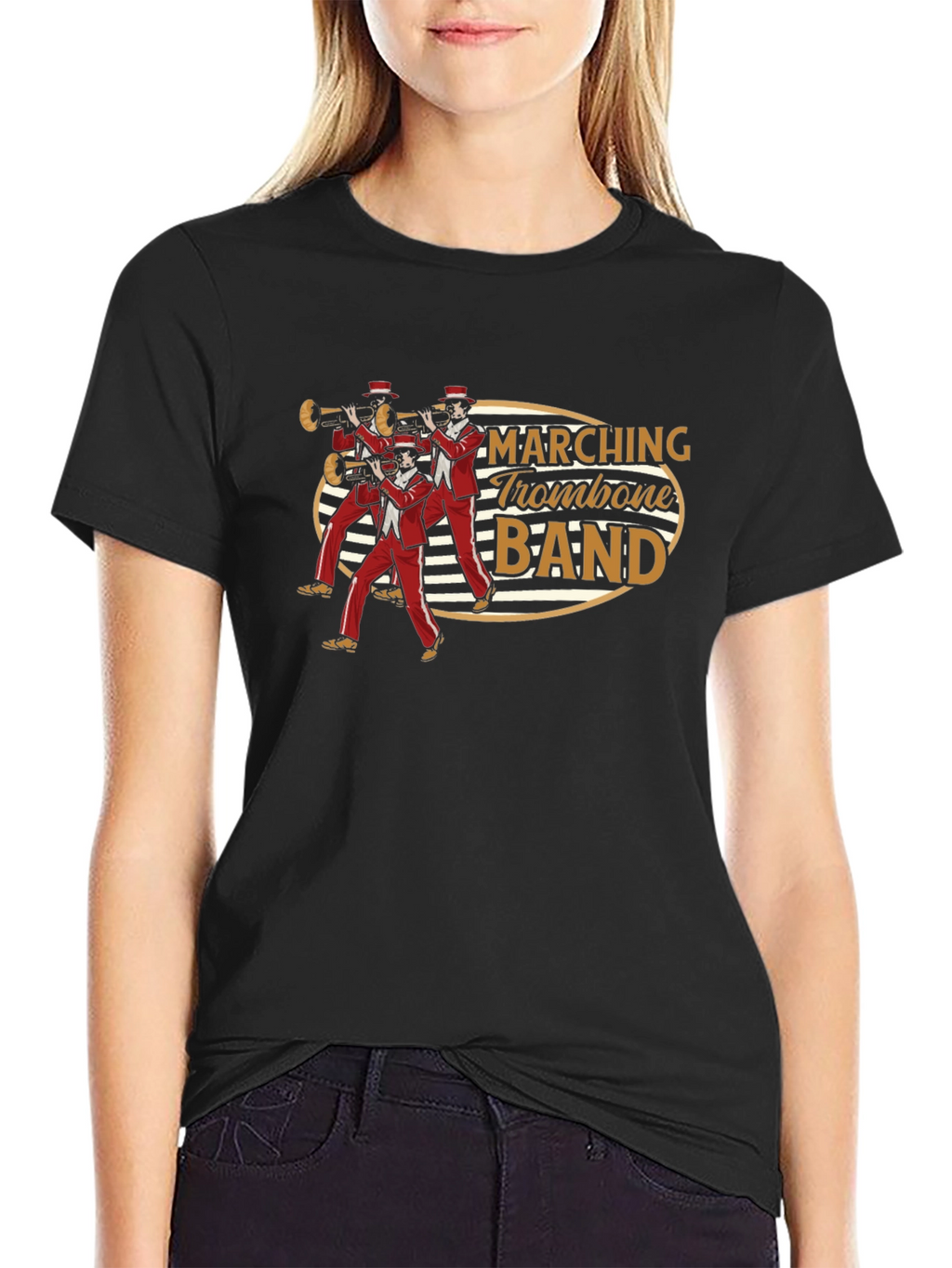 Marching Trombone Band Graphic Tee - Black Cotton T-Shirt