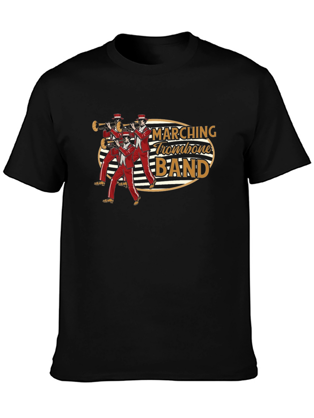 Marching Trombone Band Graphic Tee - Black Cotton T-Shirt