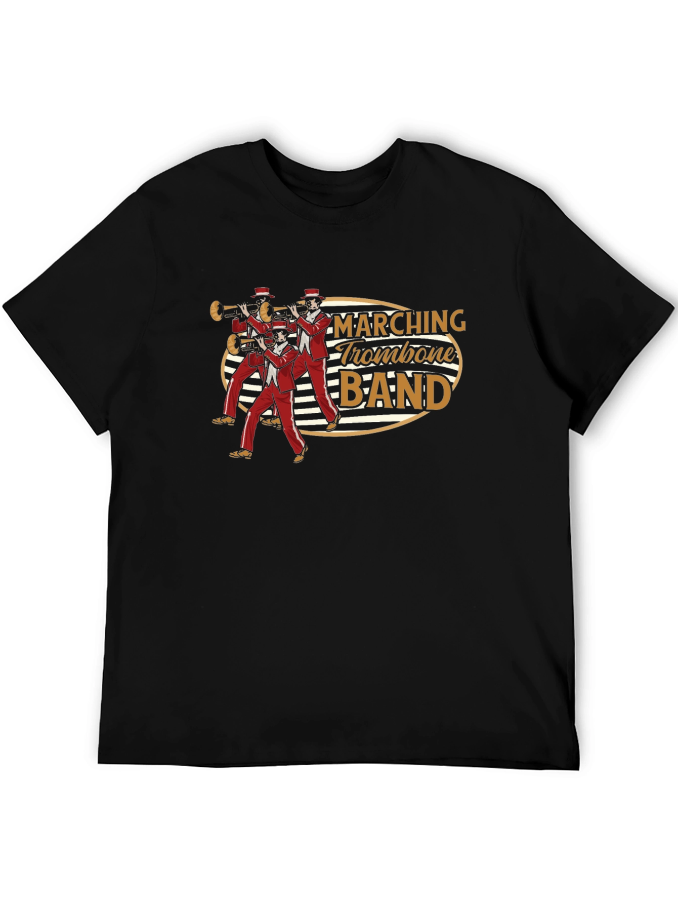 Marching Trombone Band Graphic Tee - Black Cotton T-Shirt