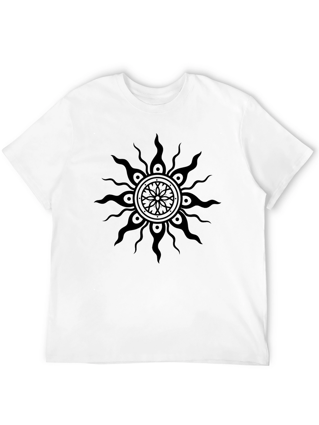 Black Sun Mandala Graphic Tee - Stylish Comfort