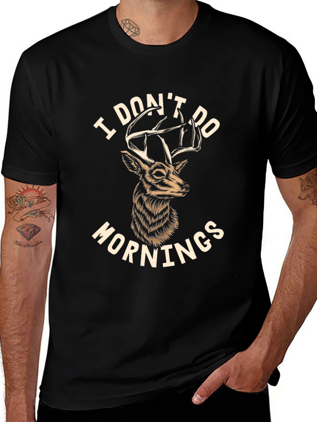 I Dont Do Mornings Deer Graphic T-Shirt