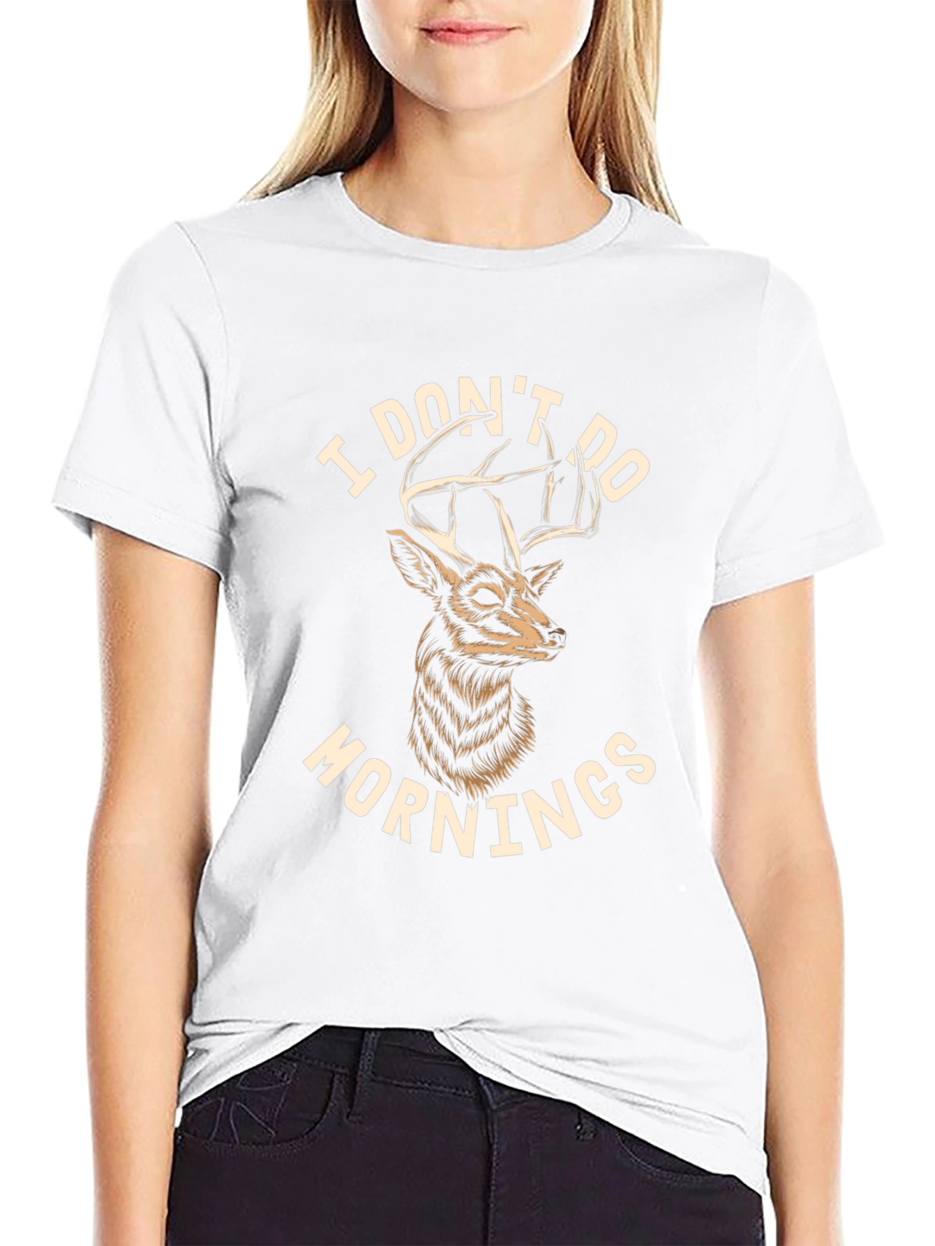 I Dont Do Mornings Deer Graphic T-Shirt
