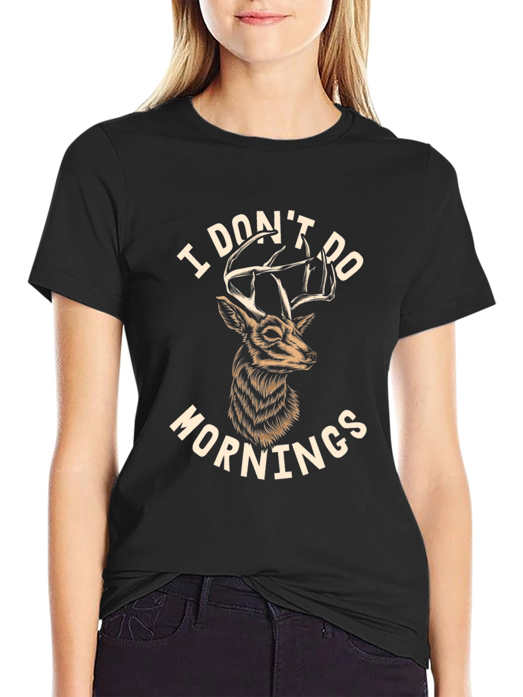 I Dont Do Mornings Deer Graphic T-Shirt