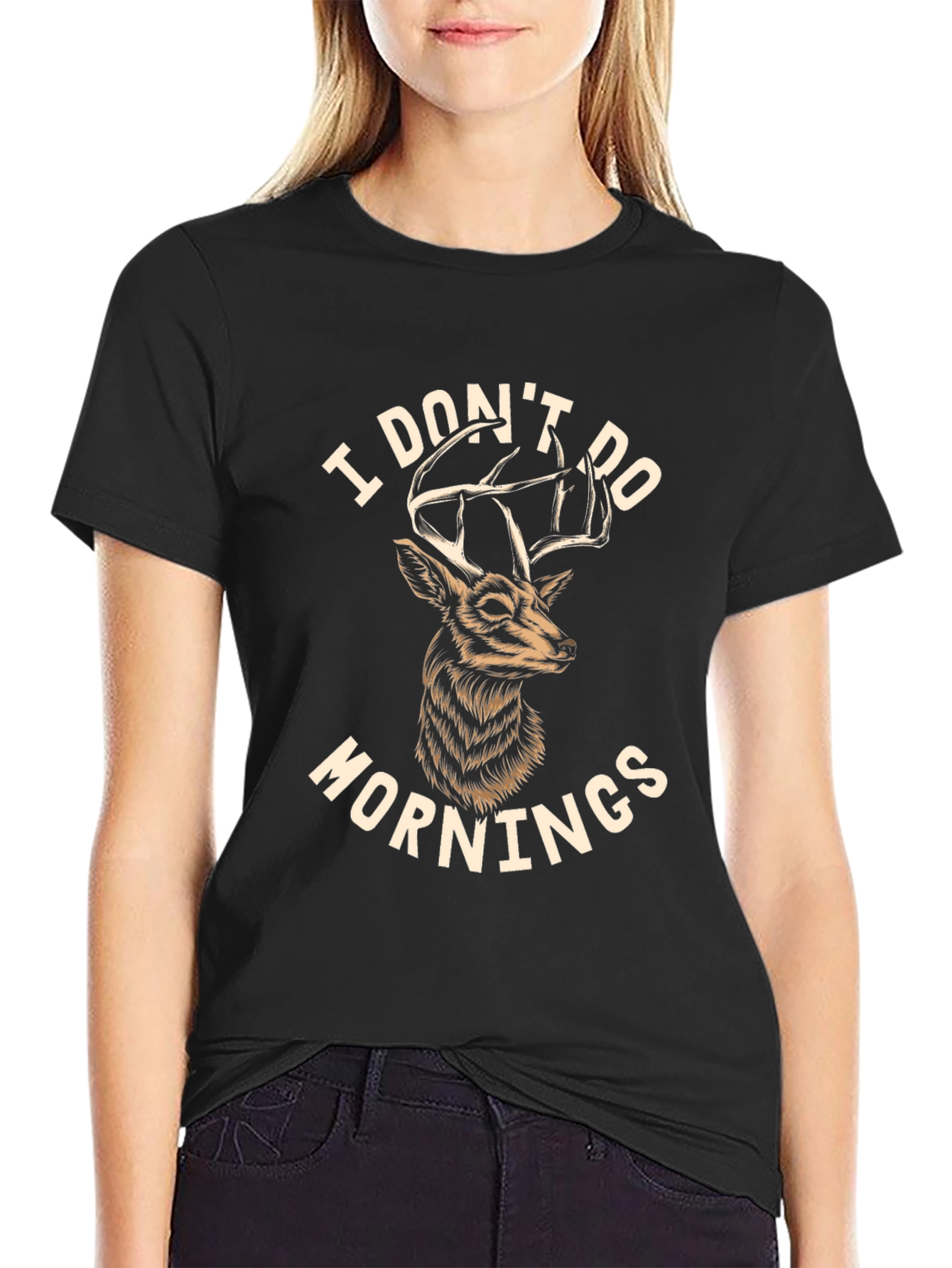 I Dont Do Mornings Deer Graphic T-Shirt