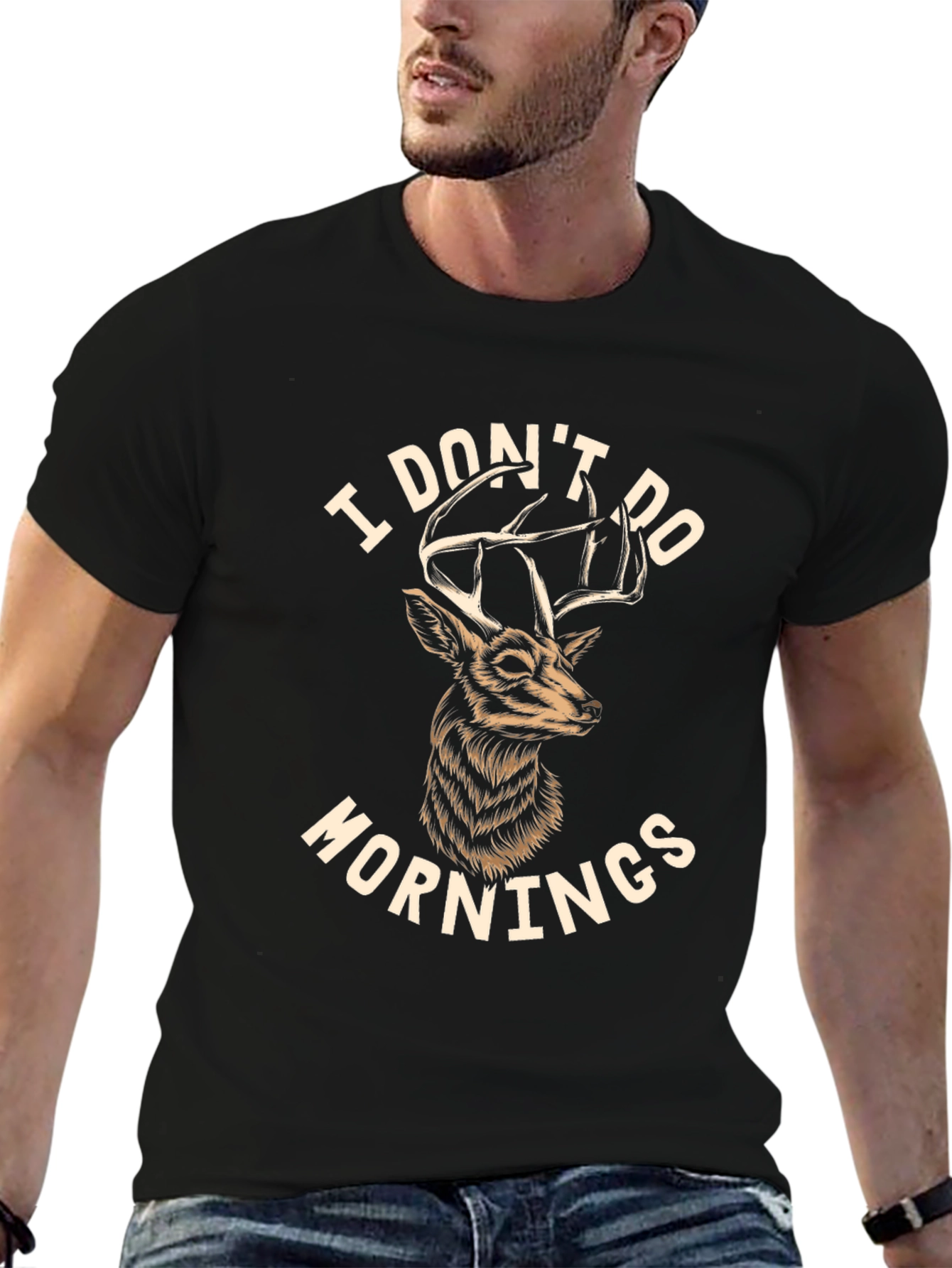 I Dont Do Mornings Deer Graphic T-Shirt