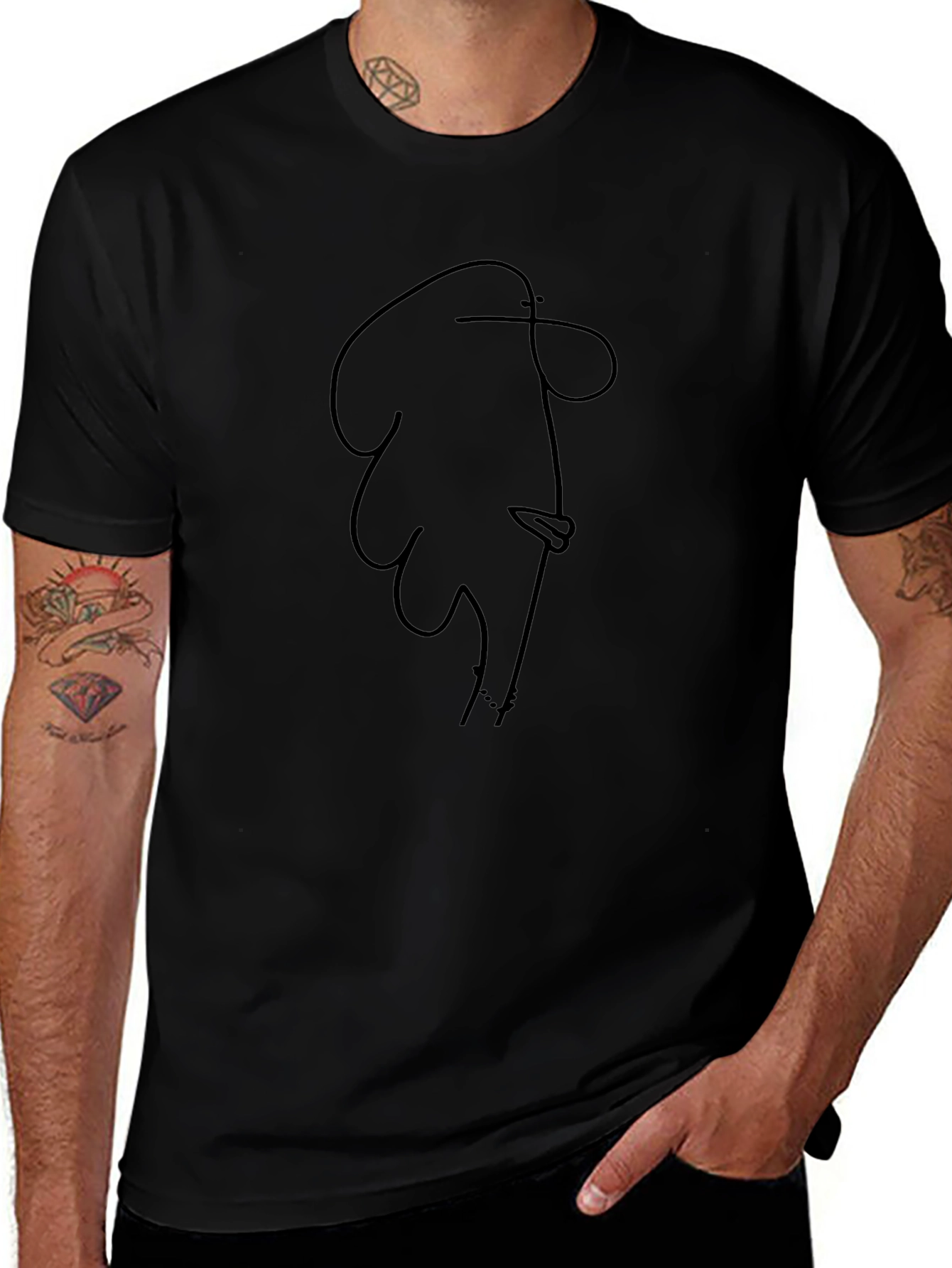 Abstract Line Art Graphic Tee - Modern Minimalist Design