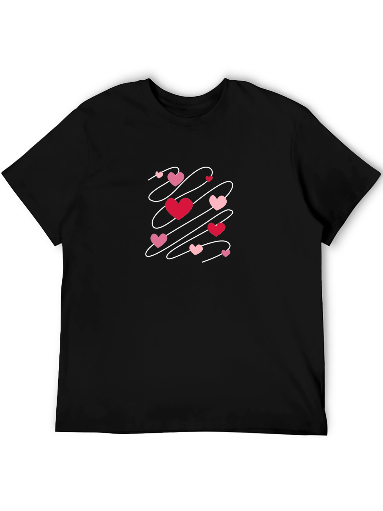 Heart Swirl Black T-Shirt - Valentines Day Apparel