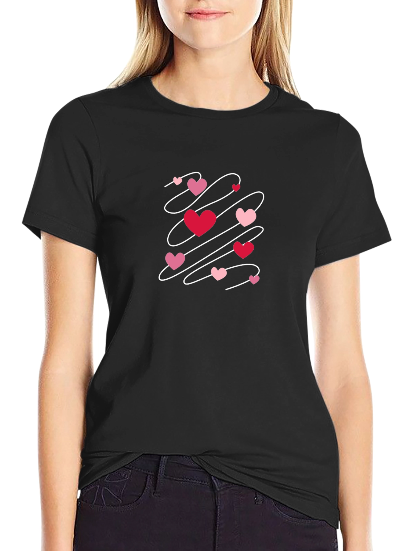 Heart Swirl Black T-Shirt - Valentines Day Apparel