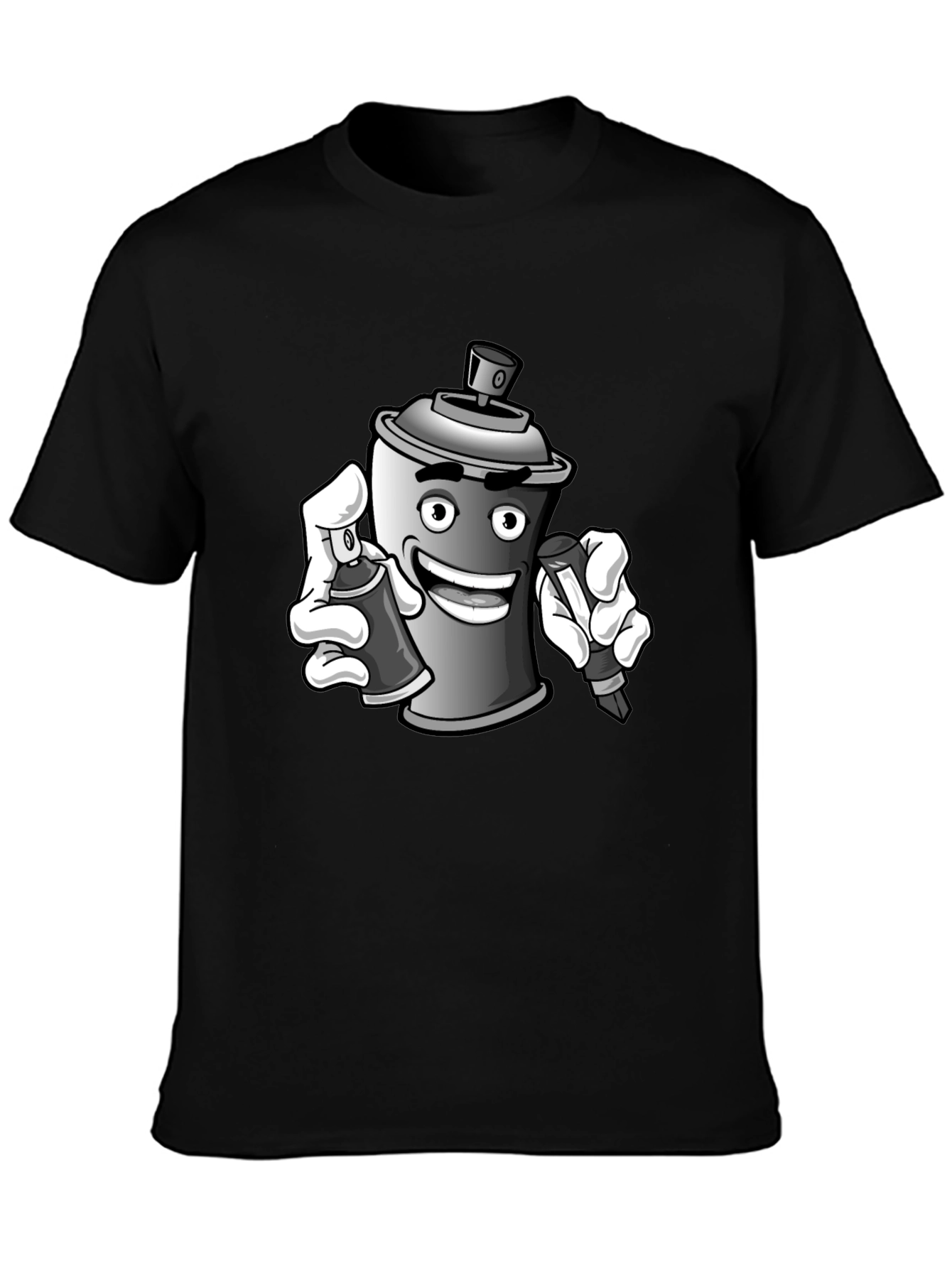 Spray Can Graffiti Art Black T-Shirt