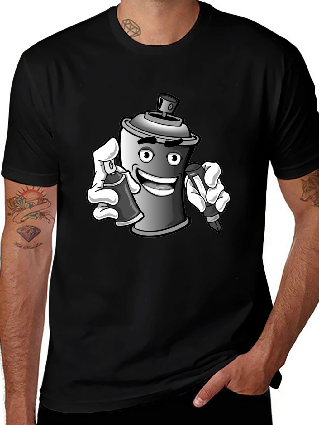 Spray Can Graffiti Art Black T-Shirt