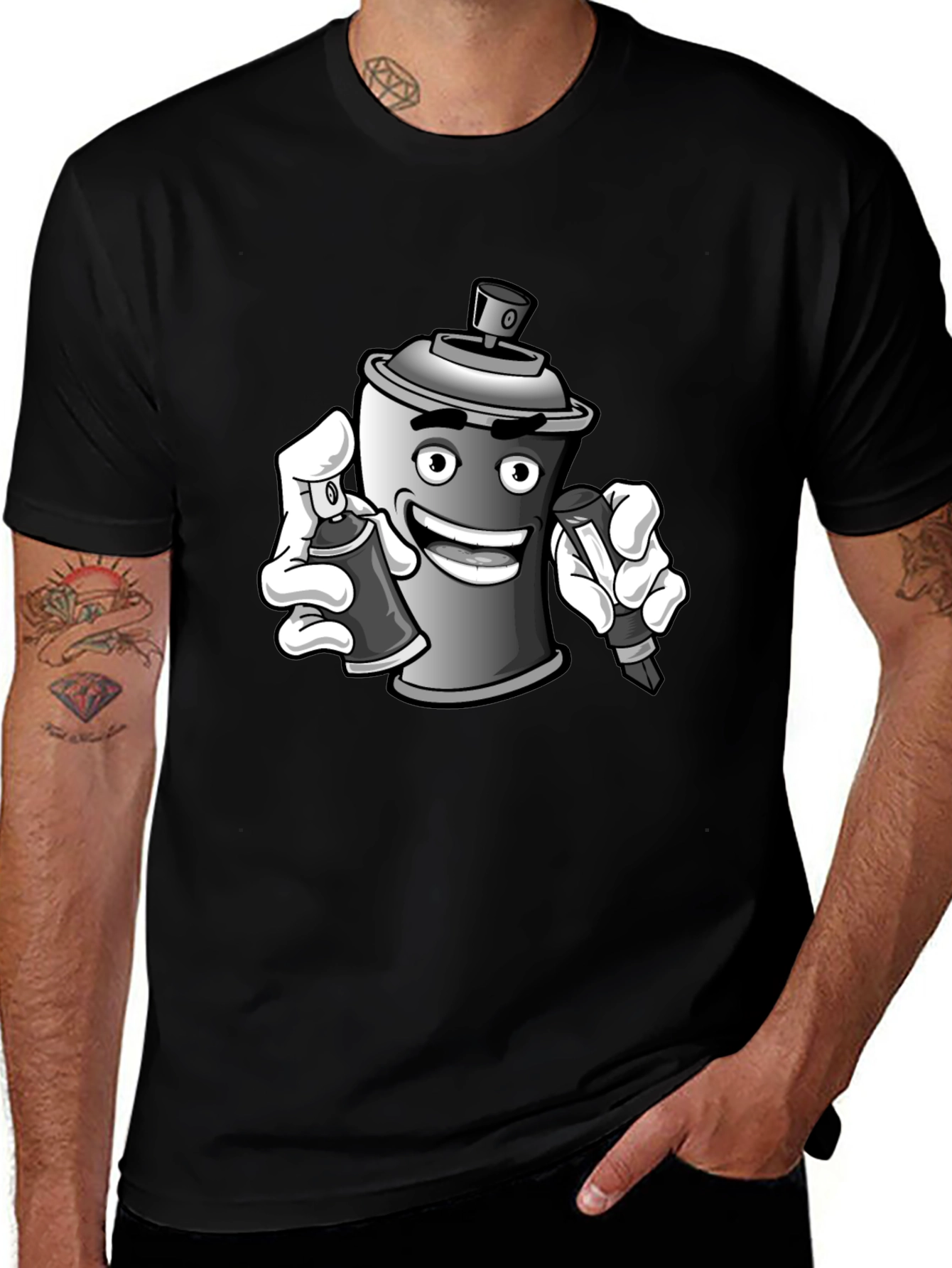 Spray Can Graffiti Art Black T-Shirt