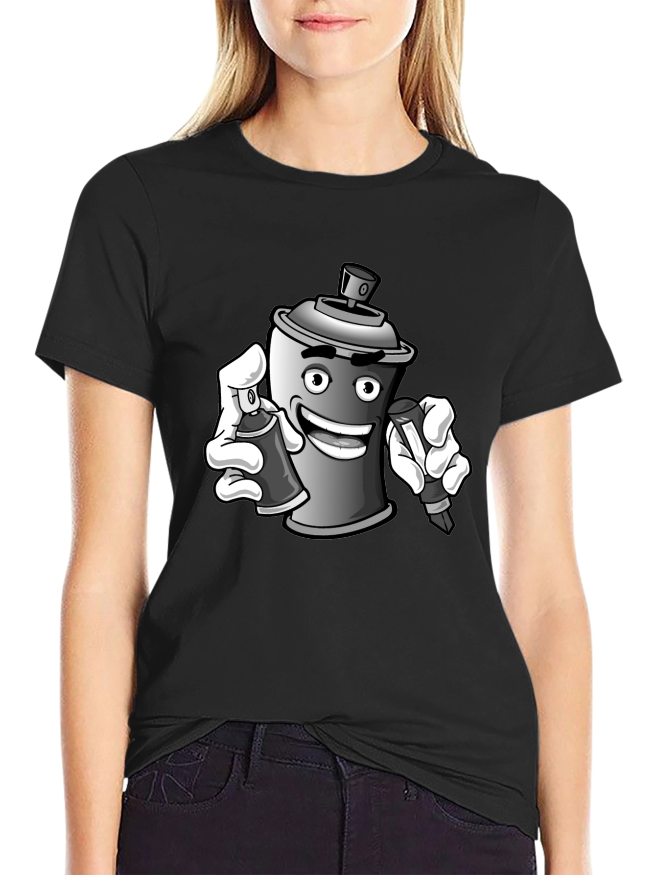 Spray Can Graffiti Art Black T-Shirt