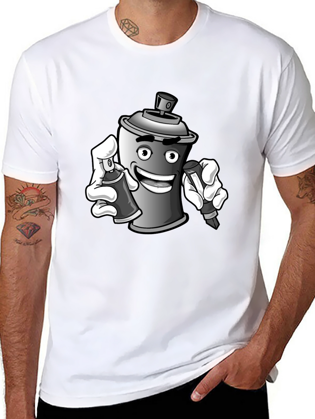 Spray Can Graffiti Art Black T-Shirt