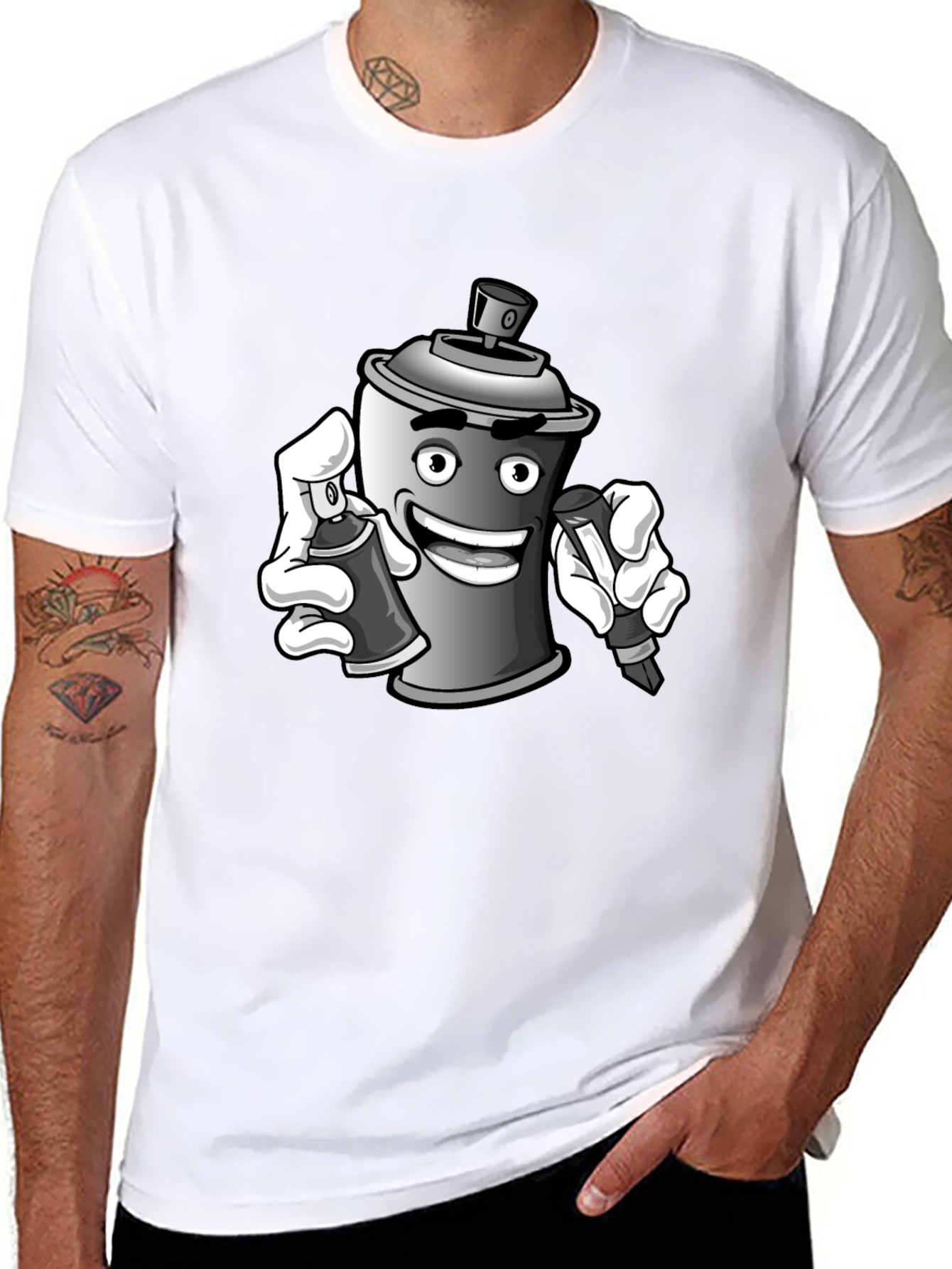 Spray Can Graffiti Art Black T-Shirt