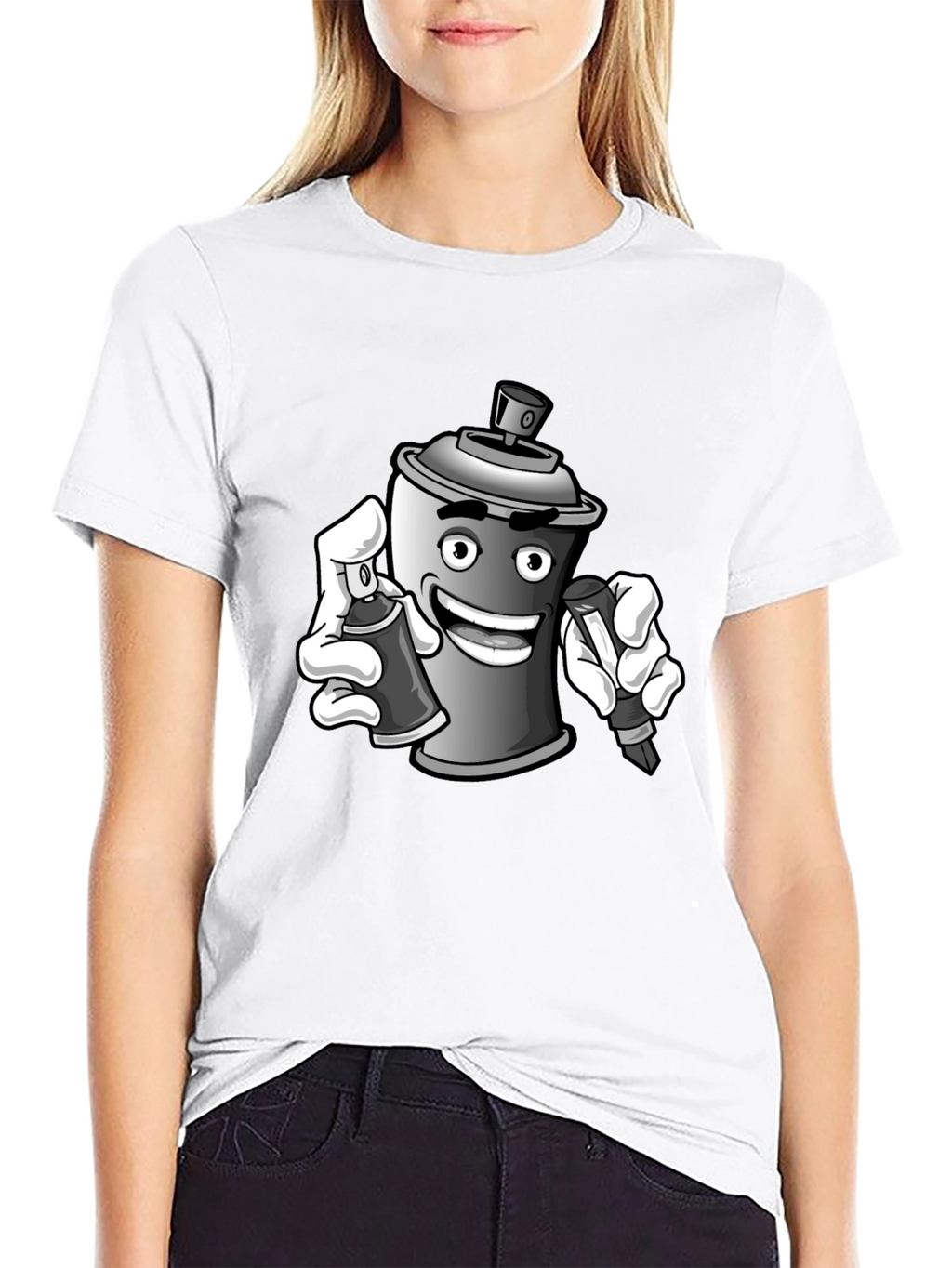 Spray Can Graffiti Art Black T-Shirt