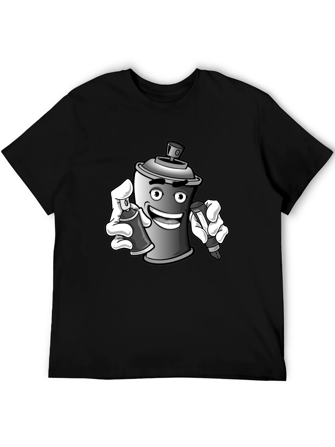 Spray Can Graffiti Art Black T-Shirt