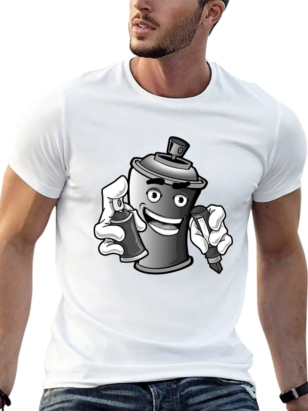 Spray Can Graffiti Art Black T-Shirt