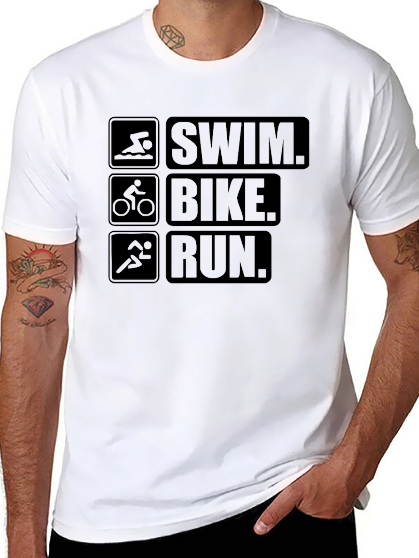 Swim Bike Run Triathlon T-Shirt for Athletes