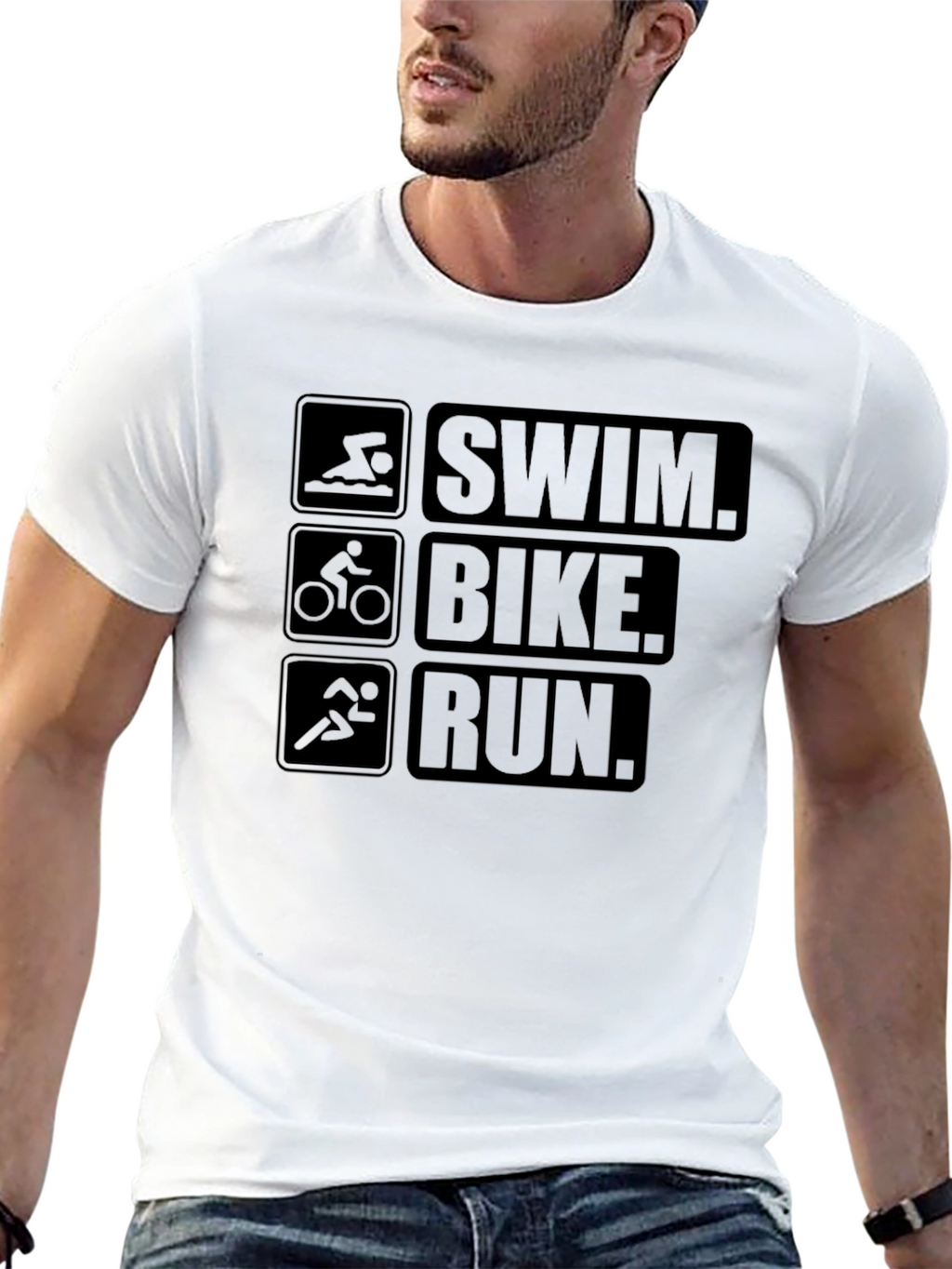 Swim Bike Run Triathlon T-Shirt for Athletes