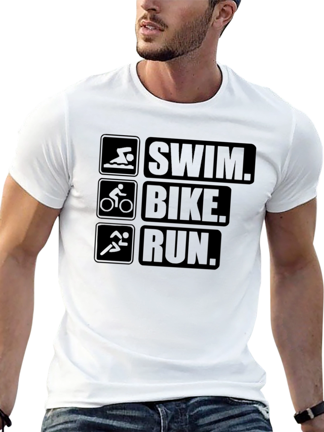 Swim Bike Run Triathlon T-Shirt for Athletes