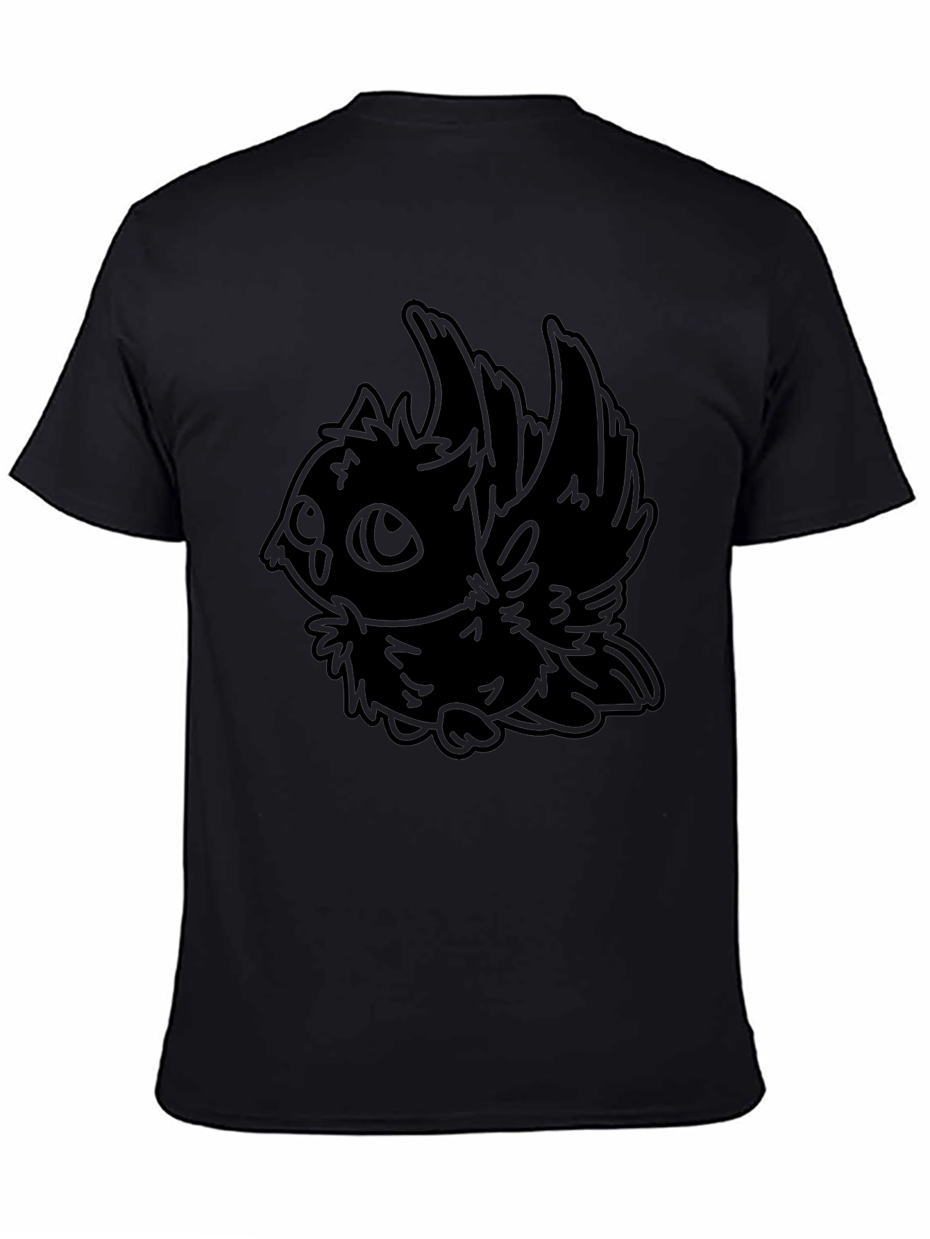 Stylized Owl Graphic Black T-Shirt