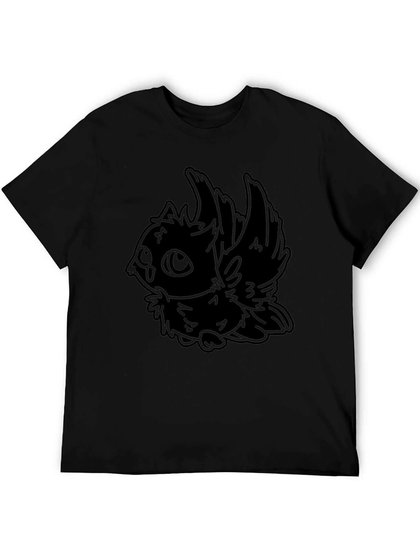 Stylized Owl Graphic Black T-Shirt