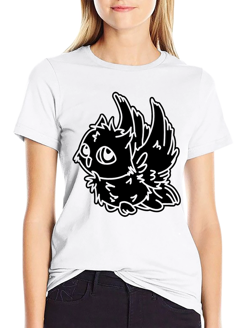 Stylized Owl Graphic Black T-Shirt