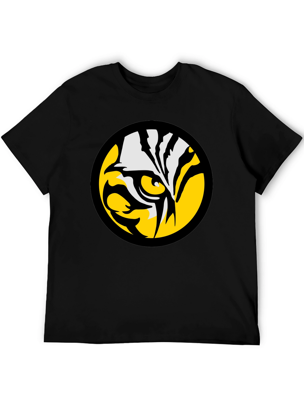 Bold Tiger Eye Graphic Tee - Black Cotton T-Shirt