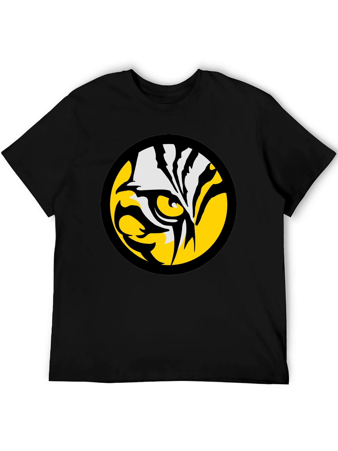 Bold Tiger Eye Graphic Tee - Black Cotton T-Shirt