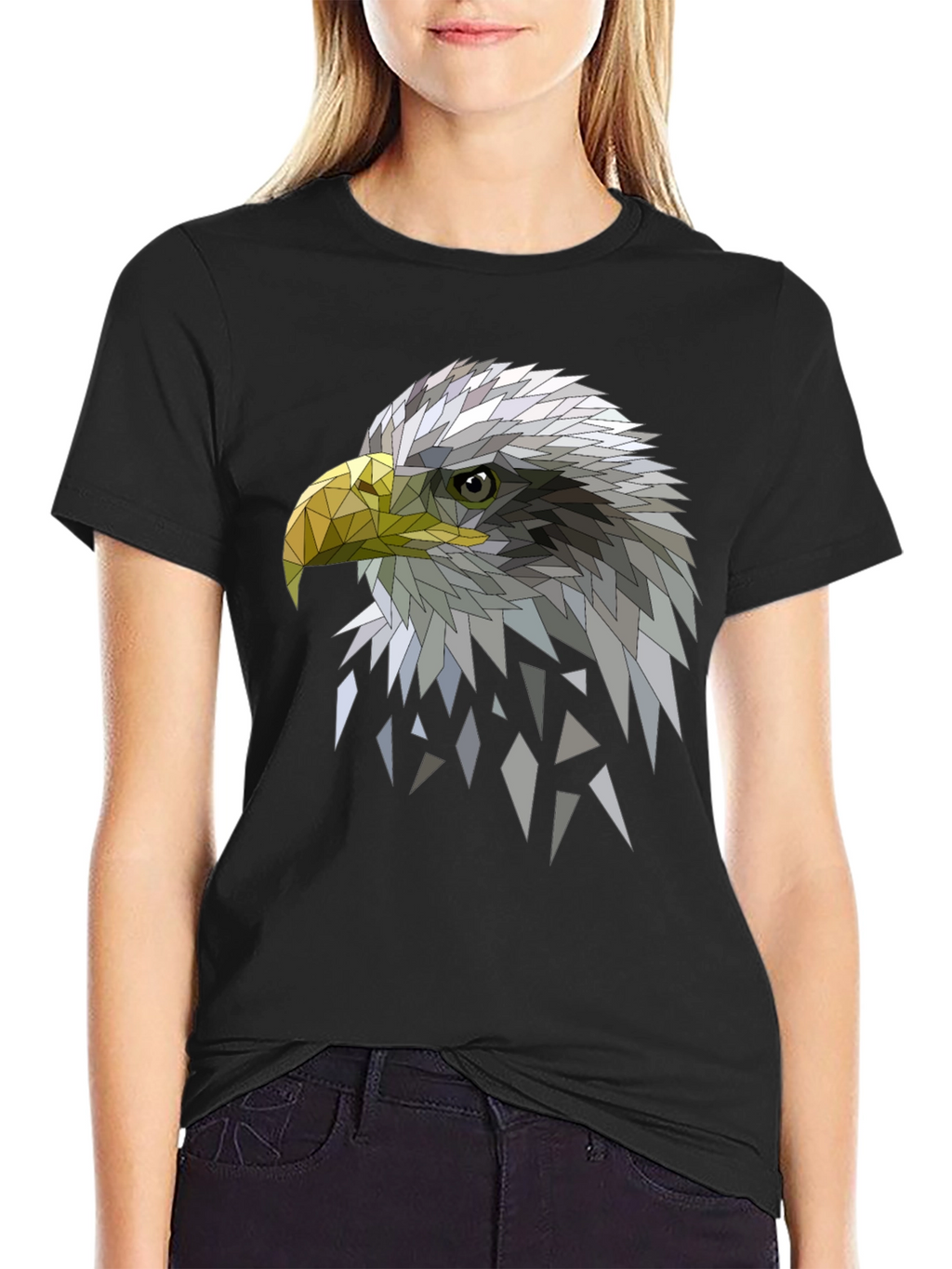Geometric Eagle Graphic Black Tee