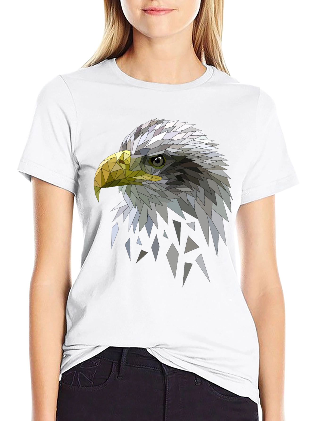 Geometric Eagle Graphic Black Tee