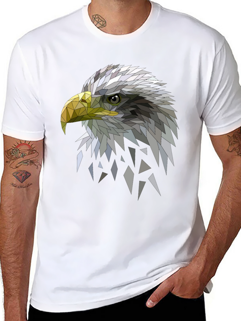 Geometric Eagle Graphic Black Tee