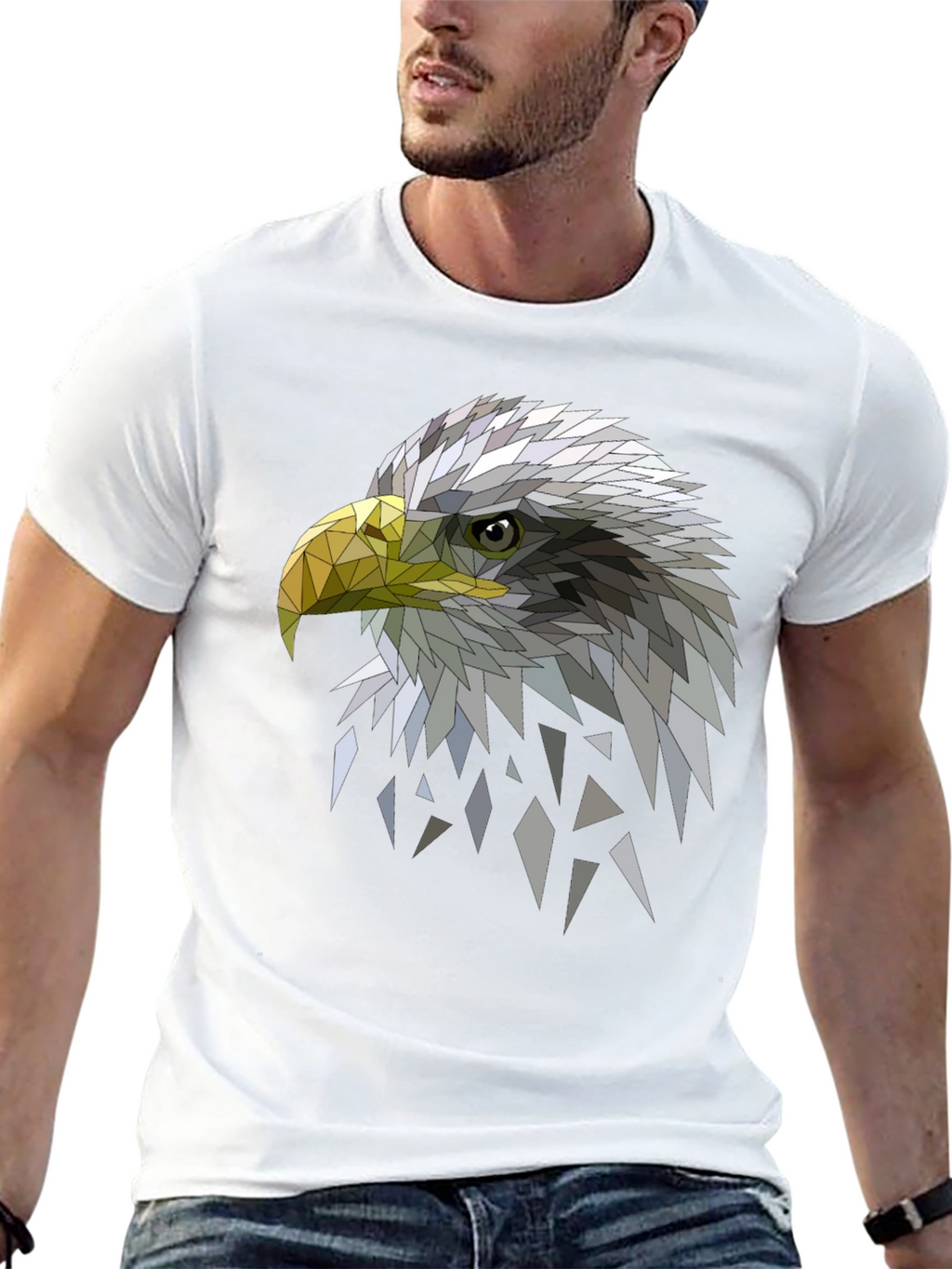 Geometric Eagle Graphic Black Tee