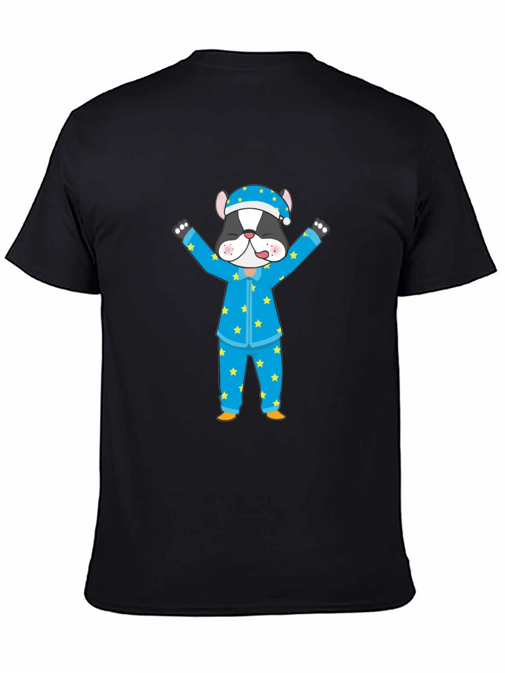 Cartoon Dog Pajamas Black T-Shirt