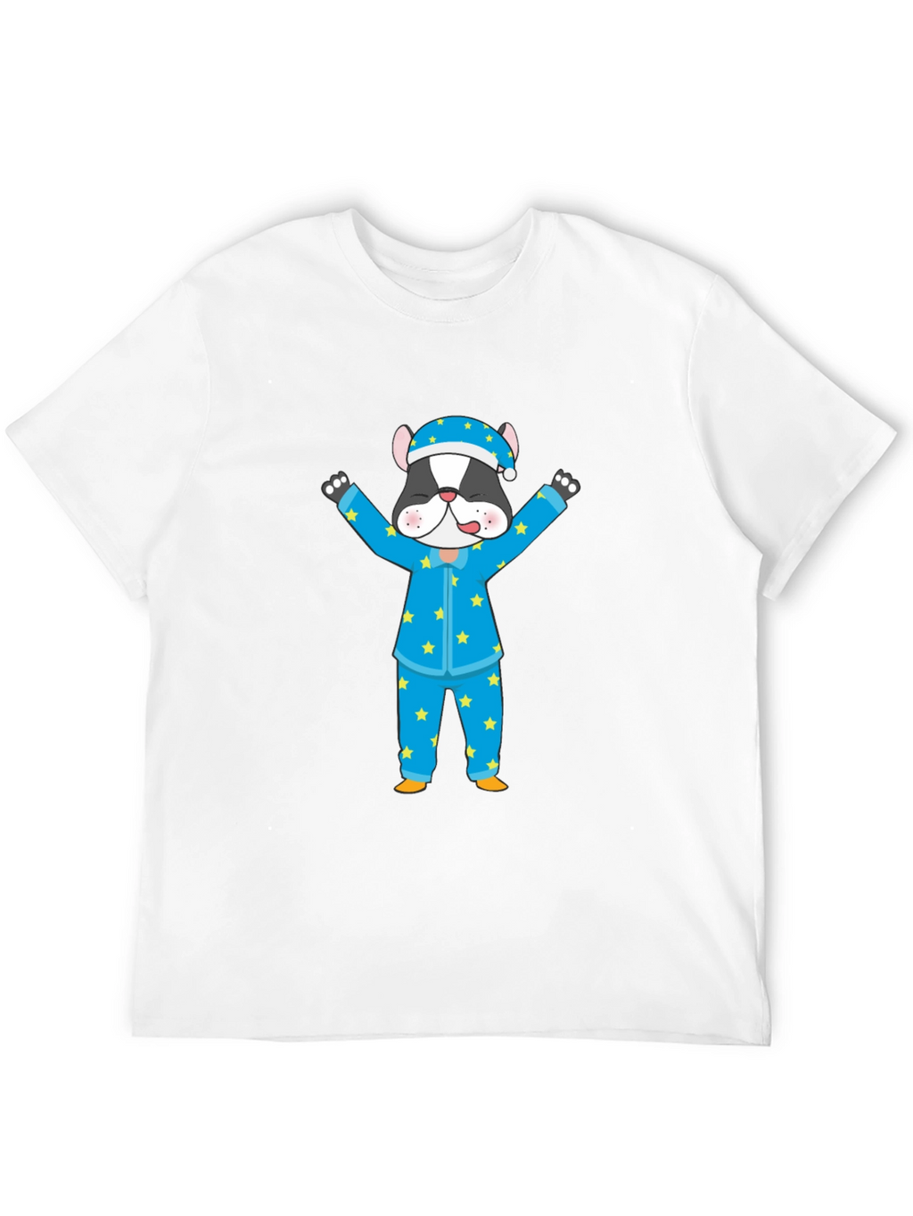 Cartoon Dog Pajamas Black T-Shirt