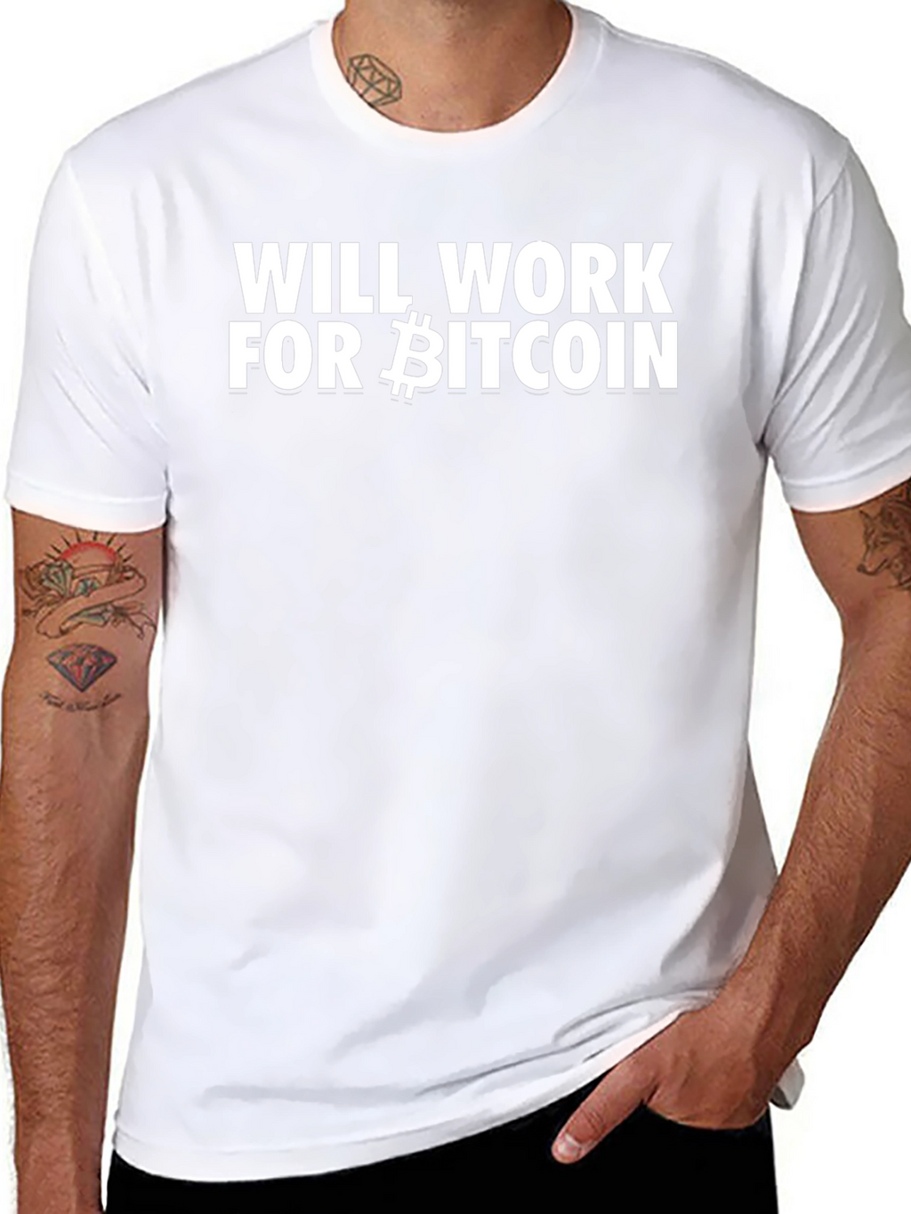 Will Work For Bitcoin Black Tee
