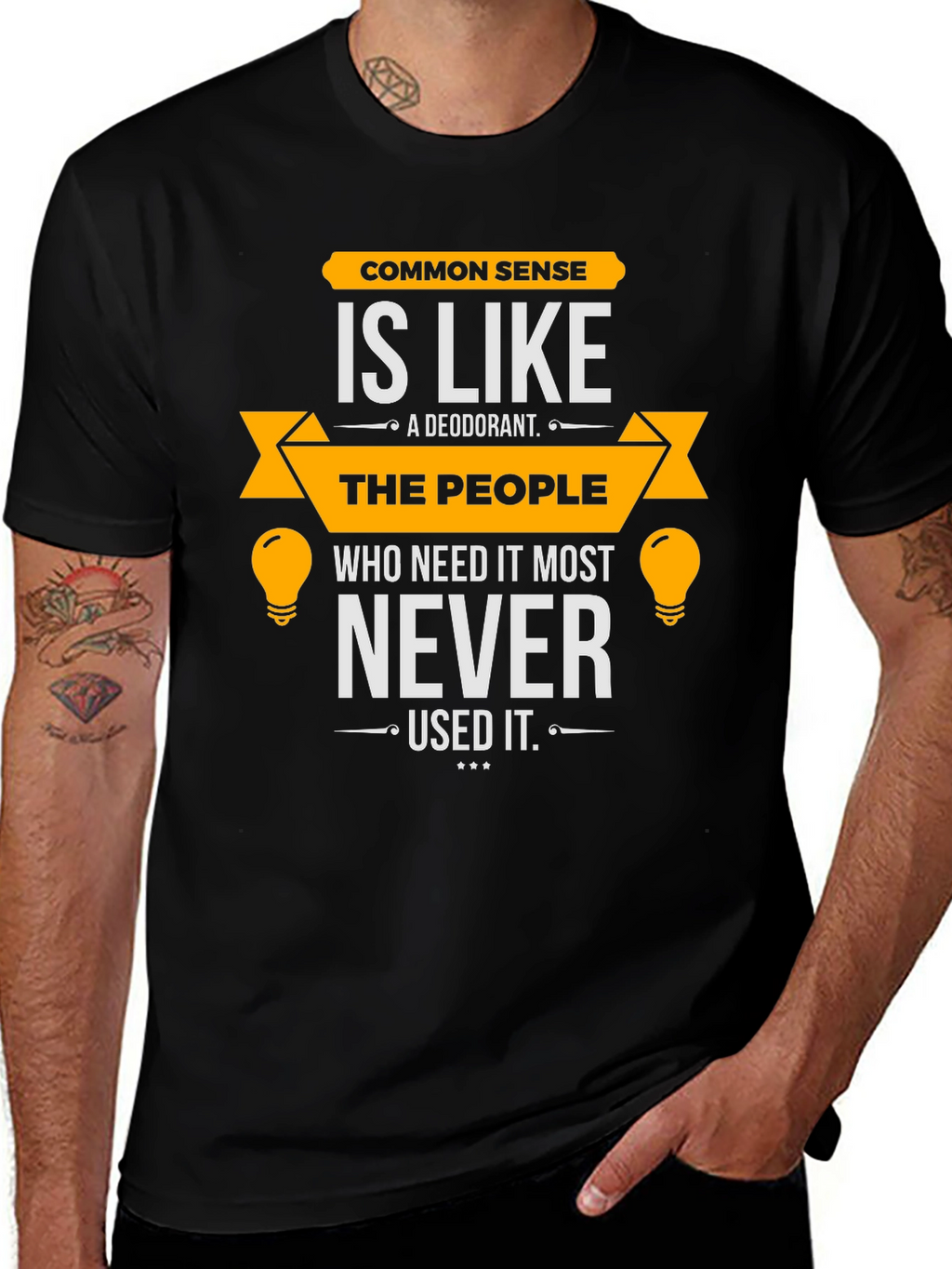 Common Sense Humor T-Shirt - Mens Black Tee