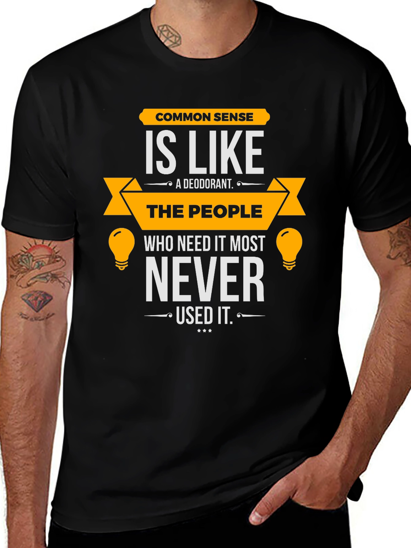 Common Sense Humor T-Shirt - Mens Black Tee