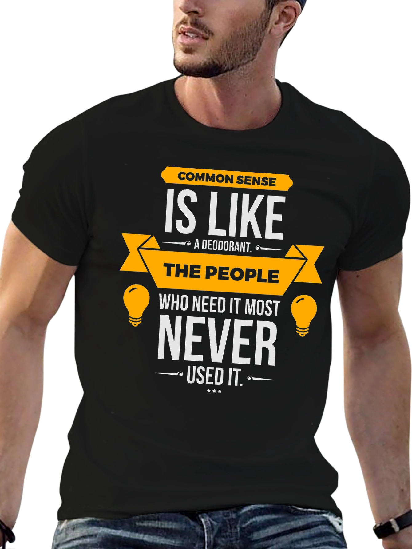 Common Sense Humor T-Shirt - Mens Black Tee