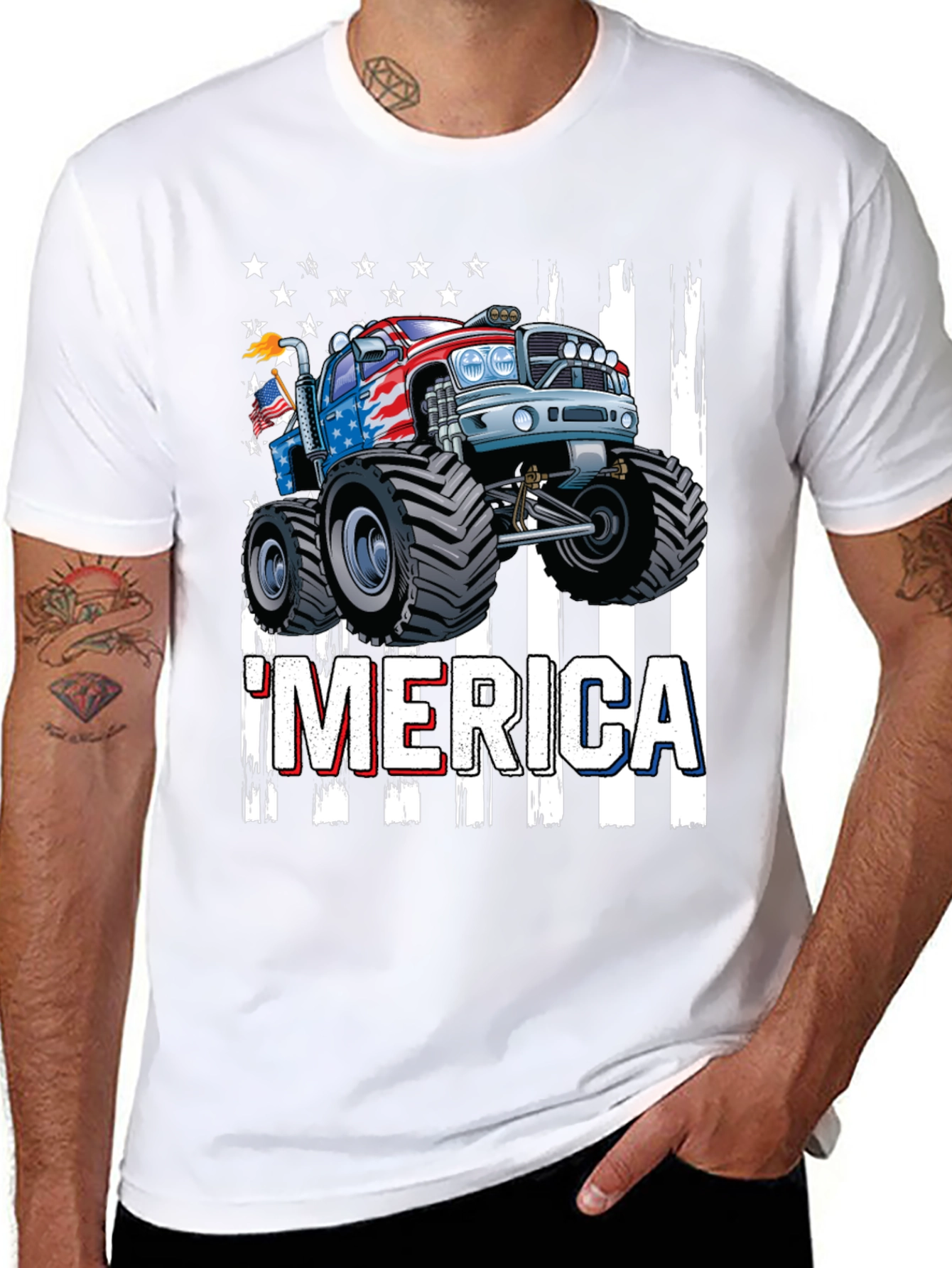 Patriotic Monster Truck Graphic T-Shirt
