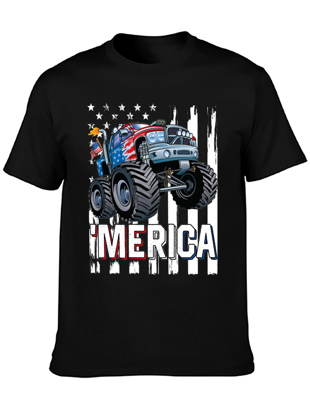 Patriotic Monster Truck Graphic T-Shirt