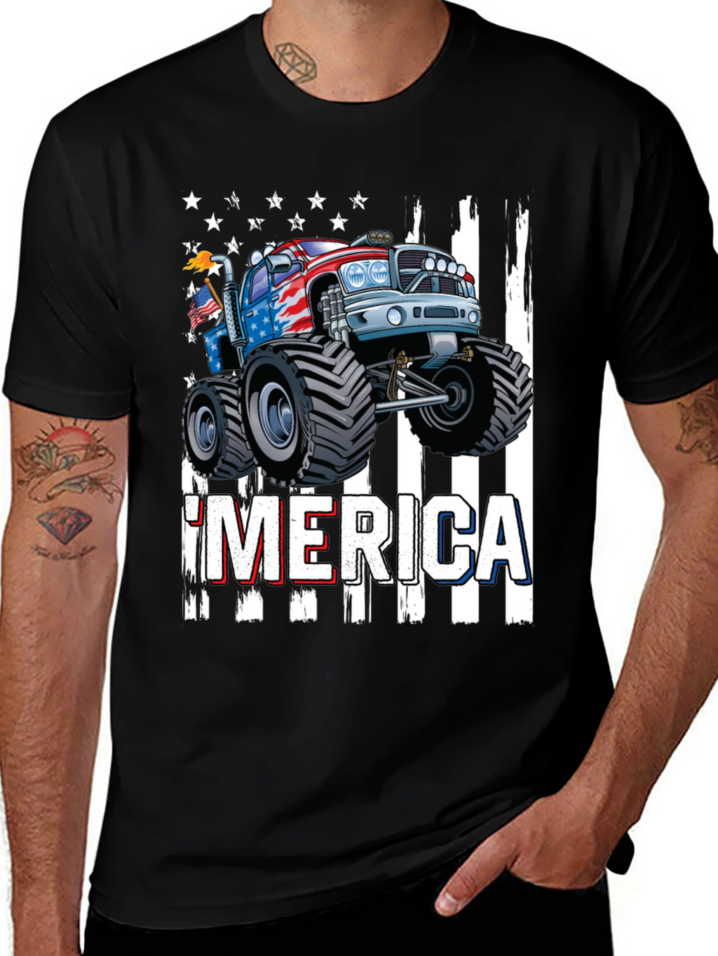 Patriotic Monster Truck Graphic T-Shirt