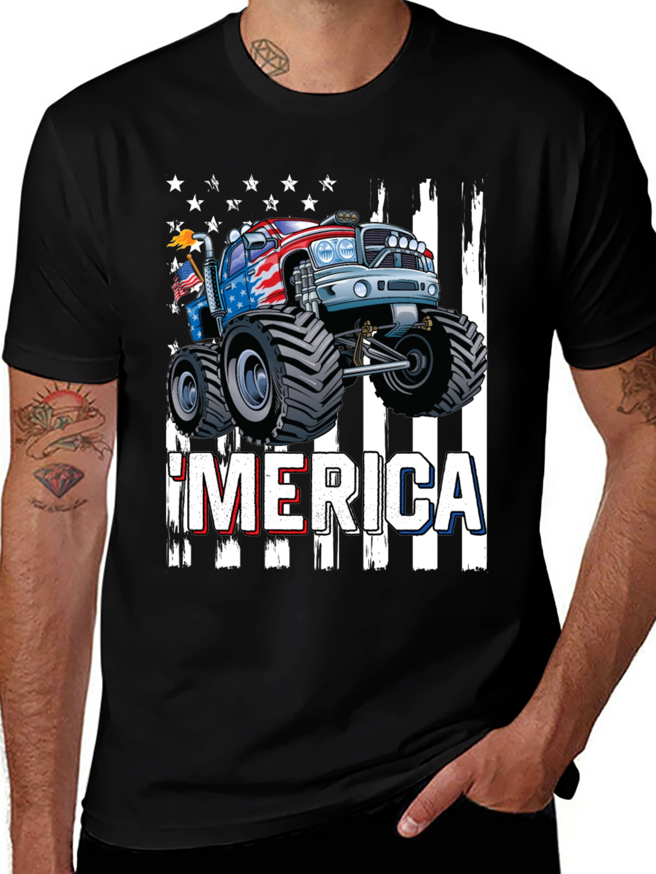 Patriotic Monster Truck Graphic T-Shirt
