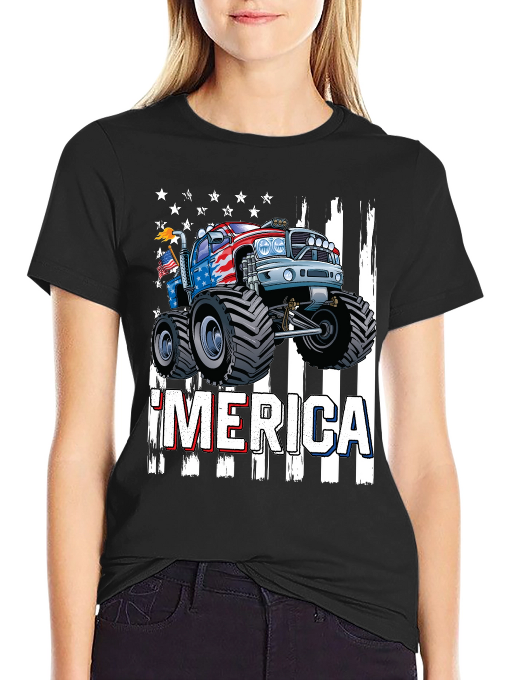 Patriotic Monster Truck Graphic T-Shirt