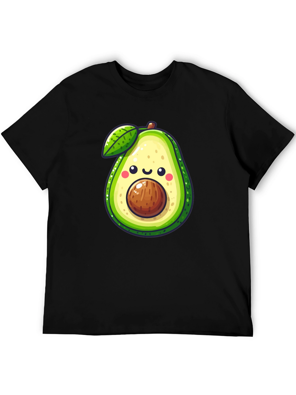 Cute Avocado Graphic Tee - Black Cotton Shirt