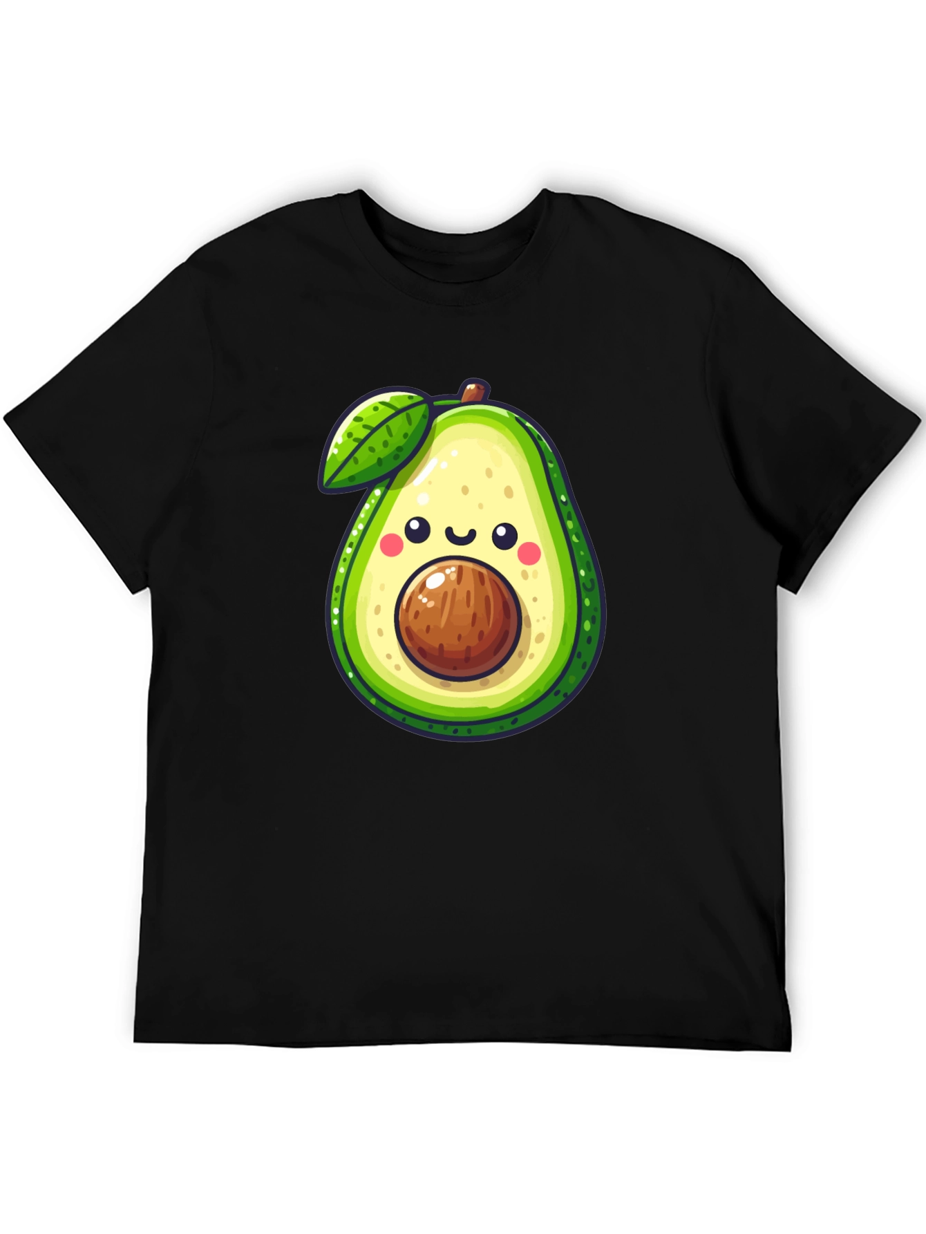 Cute Avocado Graphic Tee - Black Cotton Shirt