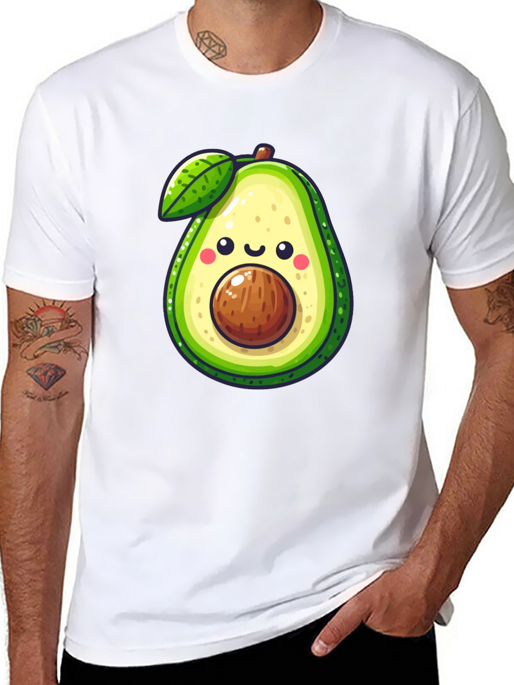 Cute Avocado Graphic Tee - Black Cotton Shirt