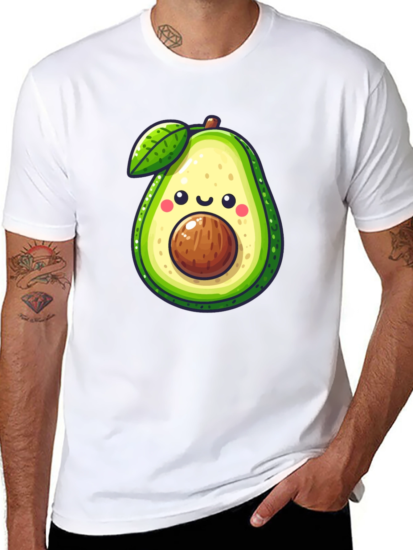 Cute Avocado Graphic Tee - Black Cotton Shirt