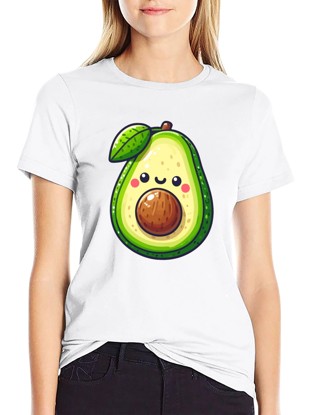 Cute Avocado Graphic Tee - Black Cotton Shirt